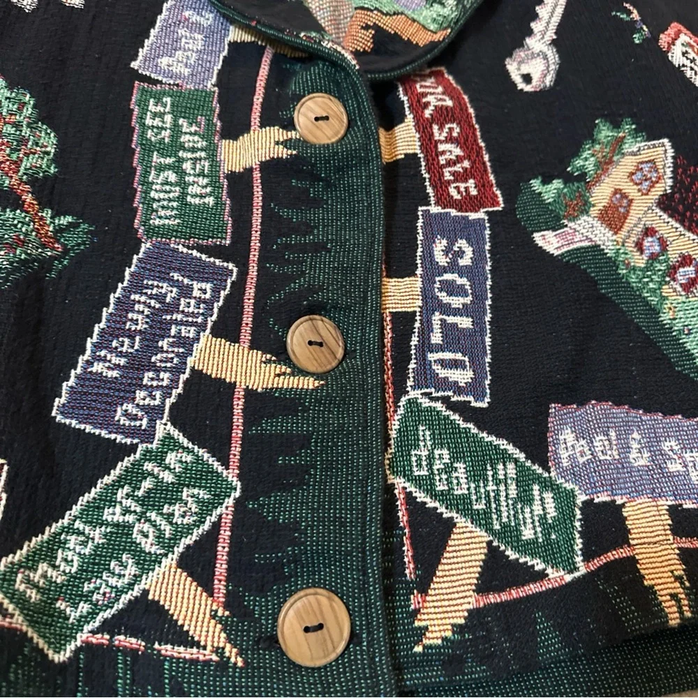 Vintage Women's Tapestry Jacket with Real Estate Theme